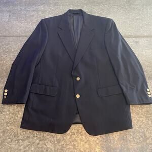 Vintage Burberry Patrick James Wool Blazer Jacket Mens 44 Blue Sport Coat USA